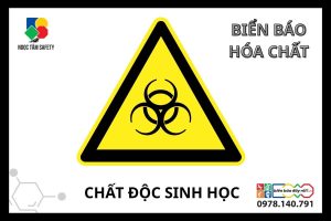 Biển báo hóa chất sinh học với ký hiệu nguy cơ sinh học, cảnh báo chất độc sinh học nguy hiểm trong nhà máy và phòng thí nghiệm