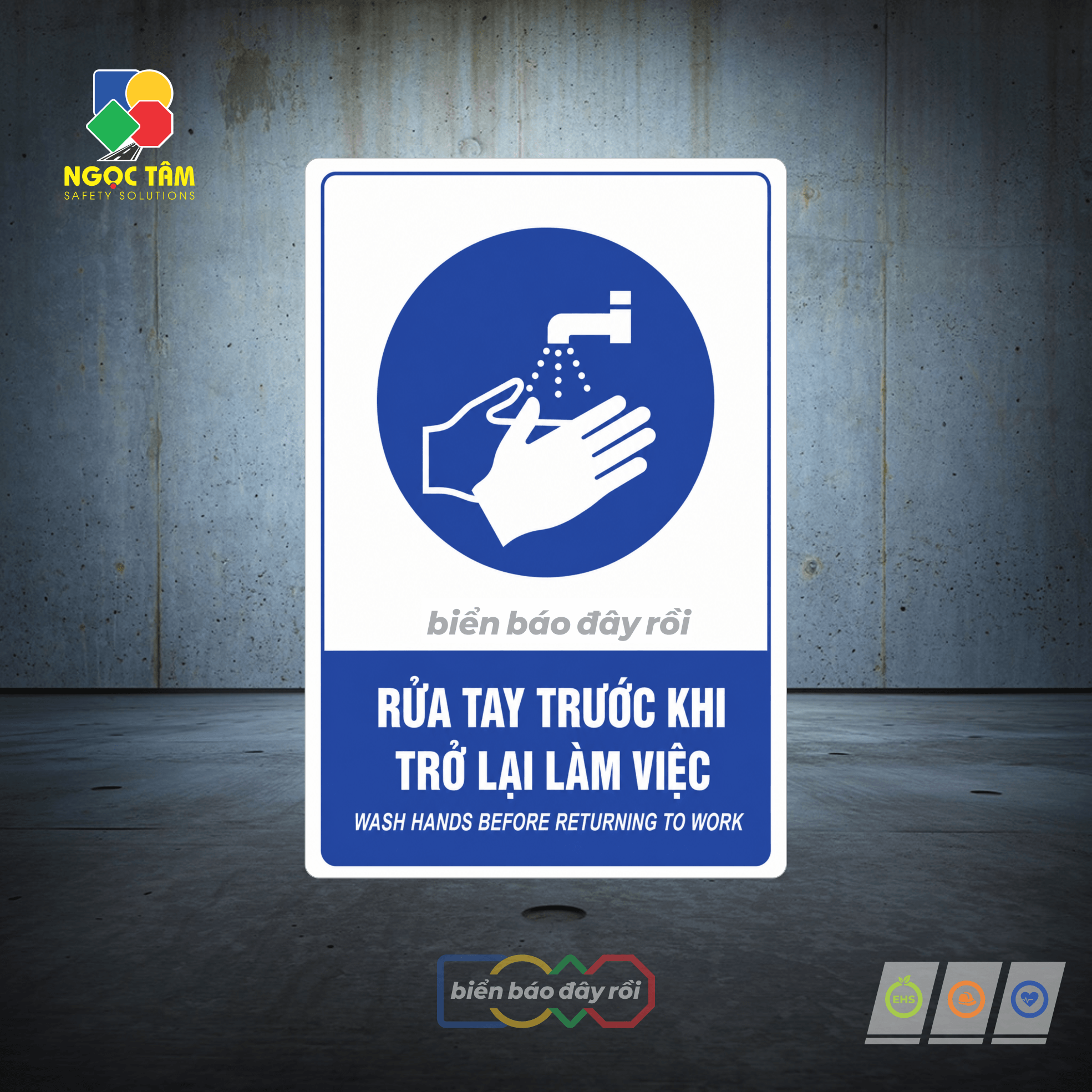 Biển báo bắt buộc rửa tay trước khi làm