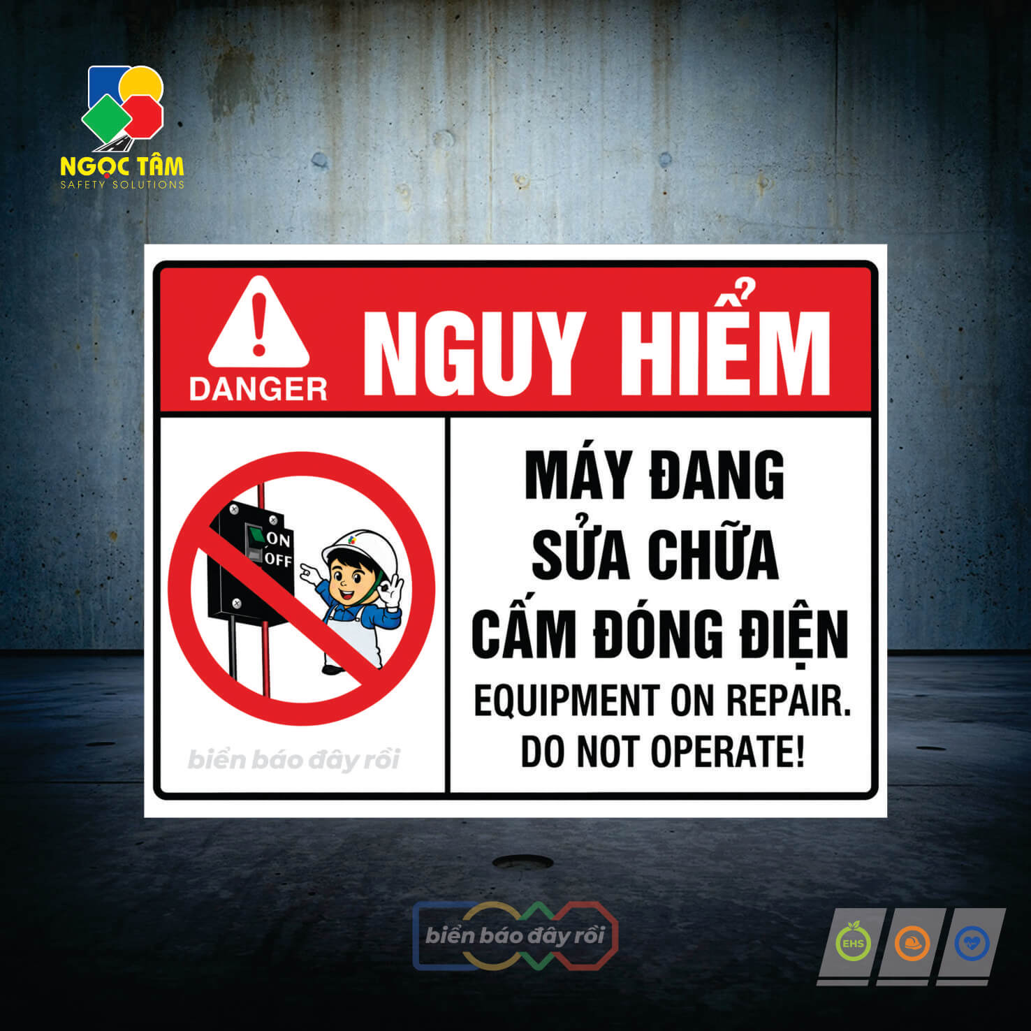 Biển báo cấm đóng điện khi đang sửa chữa
