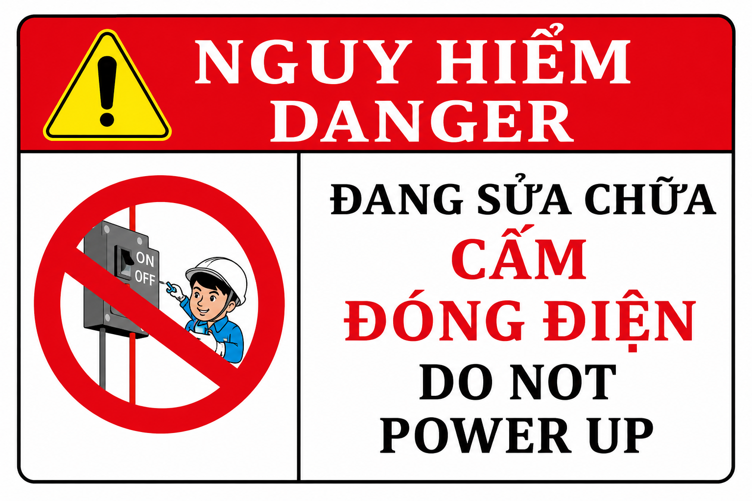 Biển báo đang sửa chữa cấm đóng điện