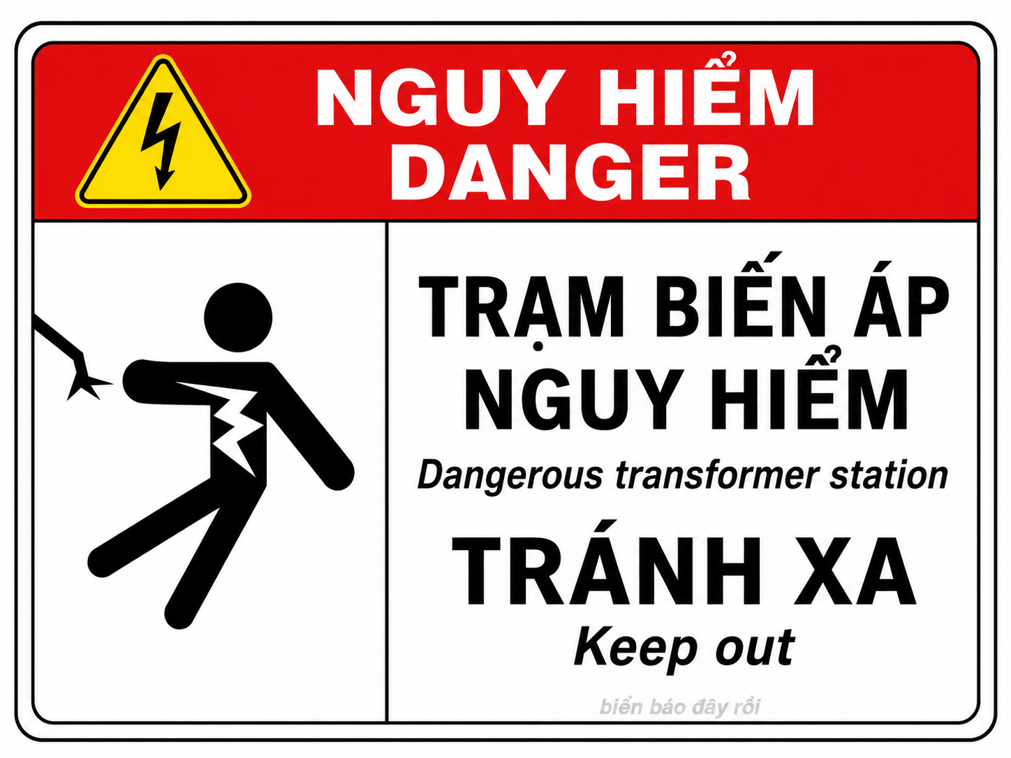 Biển báo điện trạm biến áp nguy hiểm