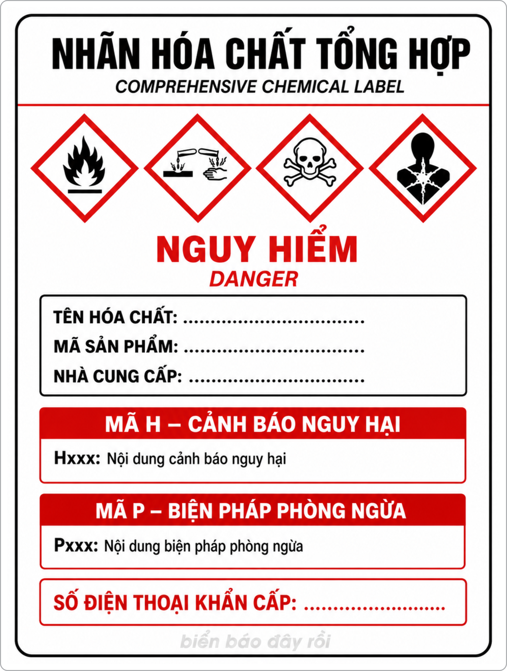 Biển báo nhãn hóa chất tổng hợp