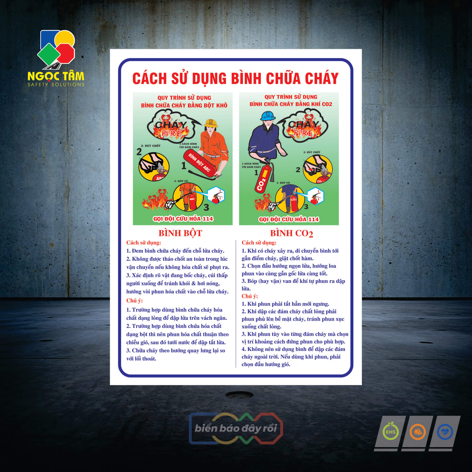 Biển cách sử dụng bình chữa cháy