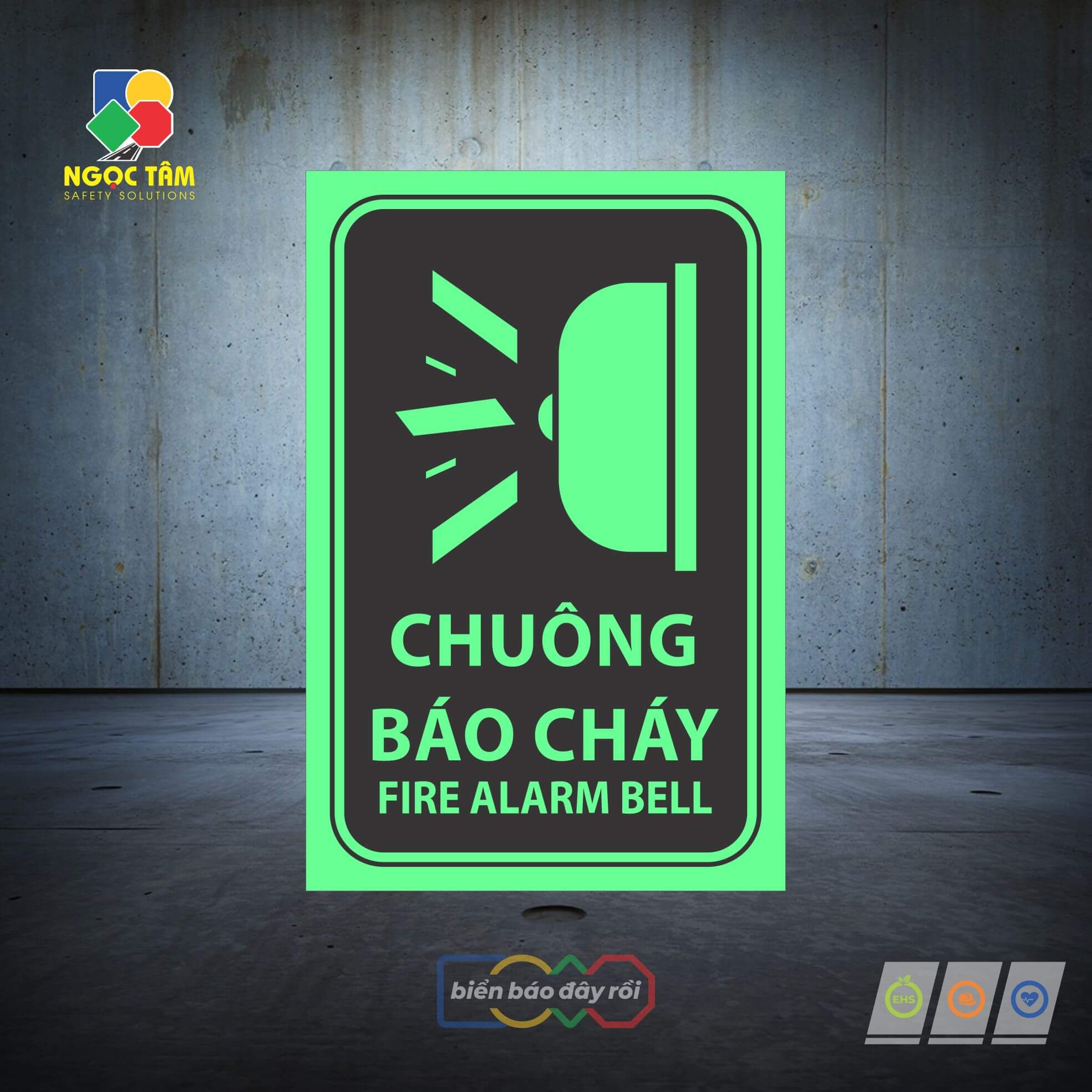 Biển báo chuông báo cháy dạ quang Fire Alarm Bell