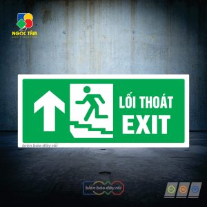 Biển lối thoát EXIT cầu thang trên
